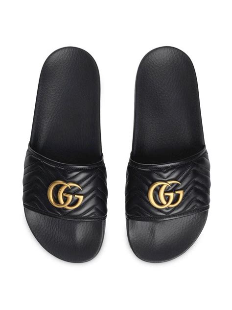 black gucci slides with gold g|black Gucci slides men.